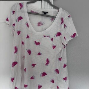 Torrid White Tee with Watermelon Print
